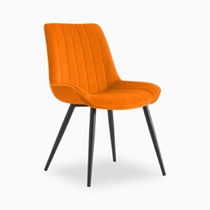 ROVOZAR Dining Chair, Bright Orange Velvet,Modern Dining Chair Furniture Without Armrest(Set of 2 Chairs)