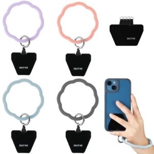 OUTXE Phone Wrist Strap - 8 × Phone Tether Tabs, 4 × Silicone Phone Bracelet Strap, Phone Wrist Lanyard Compatible with All Smartphone