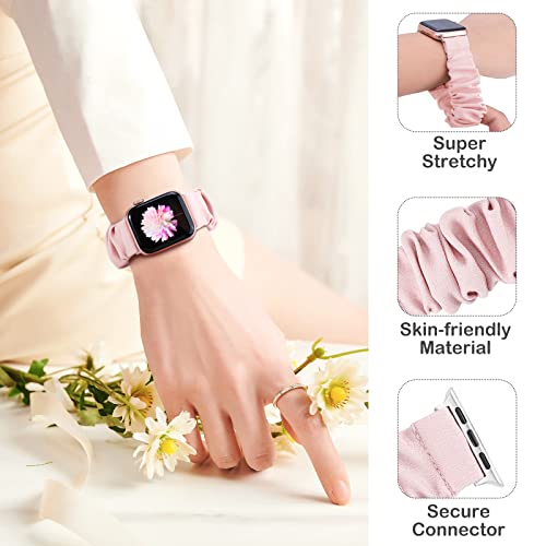 TransJoy 6 Pack Scrunchie Solo Loop Cute Watch Band Compatible for Apple Watch 38mm 40mm 41mm 42mm 44mm 45mm Women, Lady Cloth Stretchy Strap for iWatch Series 8 7 6 5 4 3 SE(38 S-Stone)