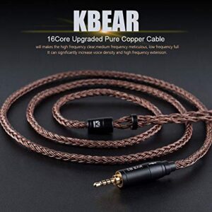 KBEAR 16 Core Upgrade 2 Pin Earphone Cable,HiFi in Ear Monitor Replacement TRS Cable Pure Copper Extension Cable with 0.78mm 2 Pin for AS10 ZS10 ZST ZS6 C10 TRN V80 X6 (2 PIN 3.5mm,Dark)……