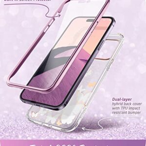 i-Blason Cosmo Series for iPhone 14 Pro Case 6.1 inch (2022 Release), Slim Full-Body Stylish Protective Case with Built-in Screen Protector (Purplefly)