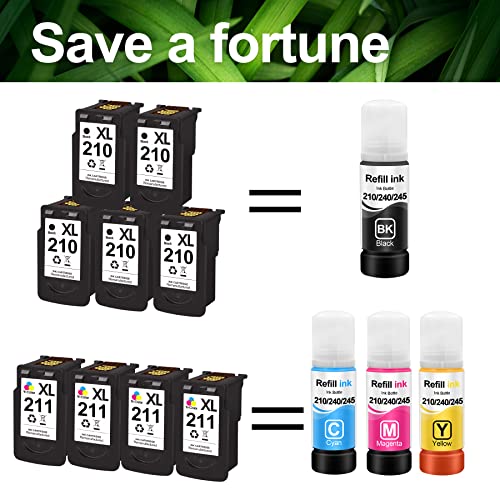 ACETONER Compatible Refill Ink Bottle Replacements for Canon PG240 CL241 PG245 CL246 PG210 CL211 for Canon Pixma MX490 MX492 MG2522 MG2520 TS3122 MG3020 Printer and CISS System(4-Pack, 1B 1C 1M 1Y)