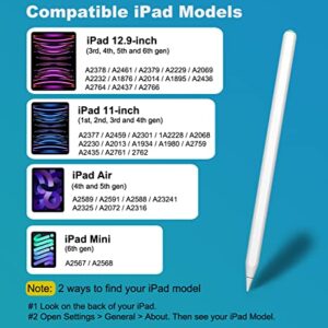 iPad Pencil Same as Apple Pencil 2nd Generation with Magnetic Wireless Charging, 13-Hour iPencil Stylus Compatible with iPad Pro 11in1/2/3/4, iPad Pro12.9in3/4/5/6, iPad Air4/5, iPad Mini 6 (White)