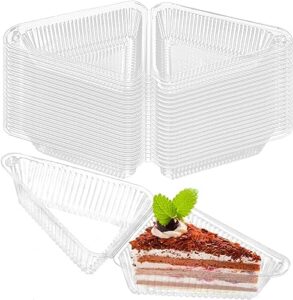 mfdsj 100 pieces cake slice plastic containers with lids 5 inches hinged lid cheese cake container, for home, bakery and cafe