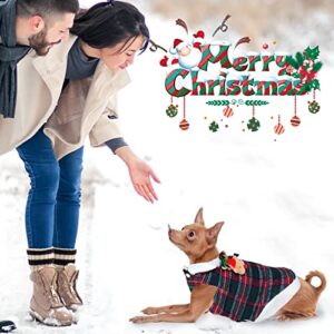 UETZLTB Christmas Dog Jacket Harness and Leash Warm Winter Windproof Puppy Fleece Coat Vest Cute Reindeer Plaid Pet Clothes for Small Medium Dogs Cats