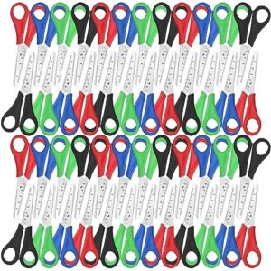 300 Pack Kid Scissors 5 Inch Blunt Tip Scissors Bulk Kids Safety School Scissors with Comfortable Grip Handles Multipurpose Scissors for School Office Home Sewing Fabric Craft Supplies, 4 Color