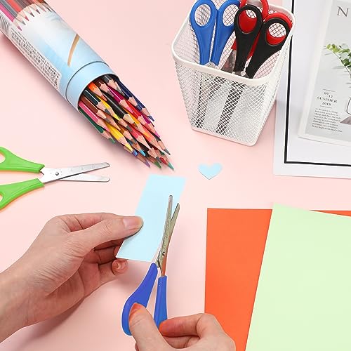 300 Pack Kid Scissors 5 Inch Blunt Tip Scissors Bulk Kids Safety School Scissors with Comfortable Grip Handles Multipurpose Scissors for School Office Home Sewing Fabric Craft Supplies, 4 Color