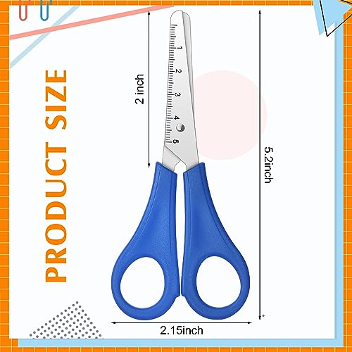 300 Pack Kid Scissors 5 Inch Blunt Tip Scissors Bulk Kids Safety School Scissors with Comfortable Grip Handles Multipurpose Scissors for School Office Home Sewing Fabric Craft Supplies, 4 Color