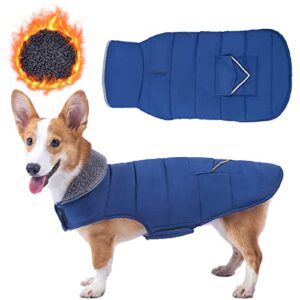 dog coat winter snow jacket cold weather warm clothes waterproof windproof vest for medium large small dogs adjustable blue s