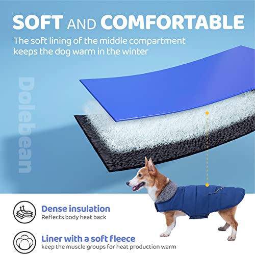 Dog Coat Winter Snow Jacket Cold Weather Warm Clothes Waterproof Windproof Vest for Medium Large Small Dogs Adjustable Blue S