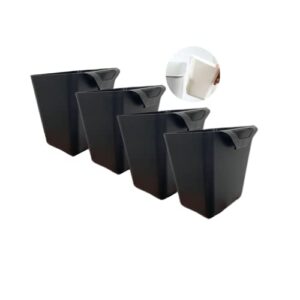 Rikyo 4Pack Hanging Cup Holders,Trolley Basket Storage,Rolling Cart Accessories,4.75x4 Hanging Holder Storage Containers Hanging Buckets Hanging Bins,Plant Container Holder (Black)