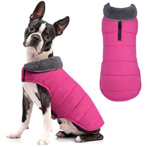 teozzo dog winter coats - waterproof dog snow jackets windproof fleece lined dog apparel vest with leash hole dog cold weather coats for large dogs pink