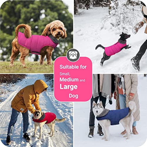 TEOZZO Dog Winter Coats - Waterproof Dog Snow Jackets Windproof Fleece Lined Dog Apparel Vest with Leash Hole Dog Cold Weather Coats for Large Dogs Pink