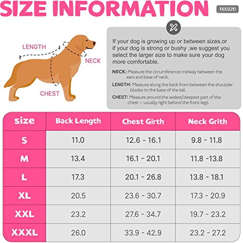 TEOZZO Dog Winter Coats - Waterproof Dog Snow Jackets Windproof Fleece Lined Dog Apparel Vest with Leash Hole Dog Cold Weather Coats for Large Dogs Pink