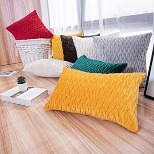 JUJUKRL 2 Pack of Wavy Striped Decorate Pillows Cushion Cover Solid Color Square Pillows Decorate Throw Pillows 18 * 18 inch for Bed Room Sofa（Yellow,18X18 inch）