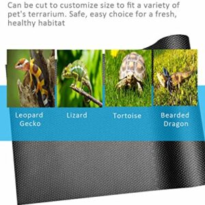 Duedusto Bearded Dragon Tank Accessories, Reptile Terrarium Liner Substrate for Leopard Gecko, Snake, Lizard and Tortoise, Non-Adhesive Reptile Carpet Bedding for Reptile Tank, Black