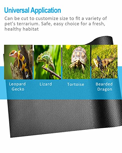 Duedusto Bearded Dragon Tank Accessories, Reptile Terrarium Liner Substrate for Leopard Gecko, Snake, Lizard and Tortoise, Non-Adhesive Reptile Carpet Bedding for Reptile Tank, Black