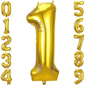 joyypop 40 inch gold number balloons foil large helium number 1 balloon for birthday anniversary graduation baby shower party decorations