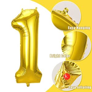 JOYYPOP 40 Inch Gold Number Balloons Foil Large Helium Number 1 Balloon for Birthday Anniversary Graduation Baby Shower Party Decorations