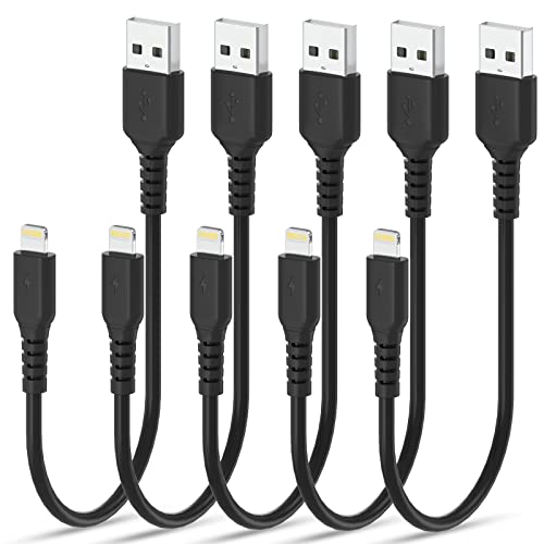 1ft iPhone Charger Cord, 5Pack Apple Short USB A to Lightning Cable 12 inch, MFi Certified Apple Charger Cable Fast Charging for iPhone 13 12 11 Pro Max XR XS X 8 7 6 Plus SE iPad Air Mini (Black)