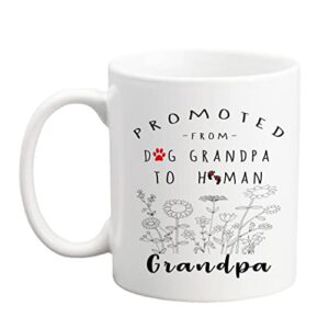 qsavet new baby reveal gift for grandpa, pregnancy announcement gifts for great grandpa, new grandpa gift mug, grandpa to be gifts, 11oz coffee mug gifts for grandpa from daughter, son (dog grandpa)