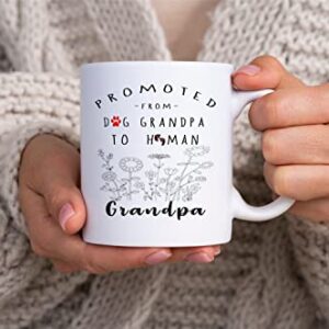 Qsavet New Baby Reveal Gift for Grandpa, Pregnancy Announcement Gifts for Great Grandpa, New Grandpa Gift Mug, Grandpa To Be Gifts, 11oz Coffee Mug Gifts for Grandpa from Daughter, Son (dog grandpa)