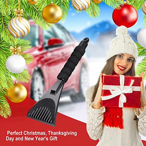 Oversized Ice Scrapers, Car Windshield Snow Scraper with Ergonomic Foam Grip, Window Frost Remover Brush for Truck SUVs-No Scratch,Ideal for Christmas Stocking Stuffers White Elephant Gifts