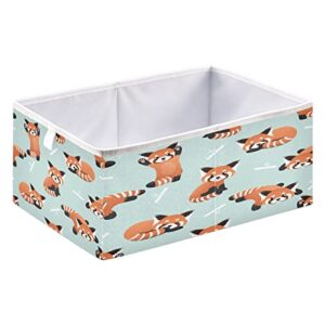 kigai cute red panda storage bin, large collapsible organizer rectangle storage basket for home office décor, 15.8 x 10.6 x 7 in