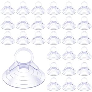 30 pcs suction cups with ring clear key ring suction hook christmas suction cups sucker for window kitchen wall glass hook hanger for christmas home decoration (clear ring style, 1.8 inch)