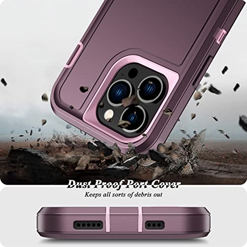 Qireoky for iPhone 13 Pro Case,iPhone 13 Pro Phone Case with Stand Heavy Duty Protective Anti-dust Port Cover Non-Slip Multi Layers 3 in 1 Bumper Shockproof Case for iPhone 13 Pro(Purple)