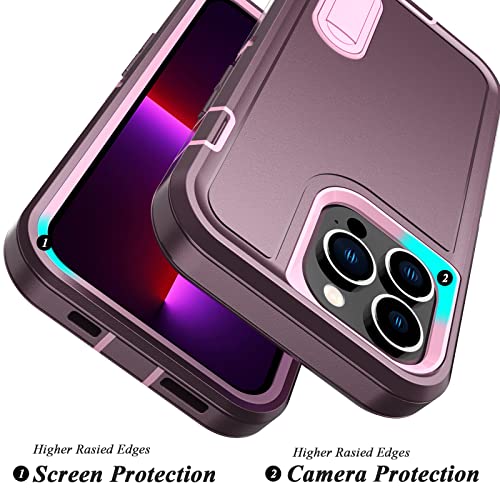 Qireoky for iPhone 13 Pro Case,iPhone 13 Pro Phone Case with Stand Heavy Duty Protective Anti-dust Port Cover Non-Slip Multi Layers 3 in 1 Bumper Shockproof Case for iPhone 13 Pro(Purple)