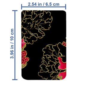 Diascia Pack of 2 - Cellphone Stick on Leather Cardholder ( Japanese Peonies Flowers Embroidery Sequins Pattern Pattern ) ID Credit Card Pouch Wallet Pocket Sleeve