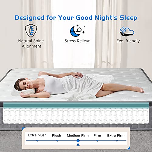 MICOOLS Full Mattress,12 inch Hybrid Mattress in a Box Memory Foam Breathable Comfortable,Motion Isolation Individually Wrapped Coils,Euro Top Medium Firm Full Size Mattress