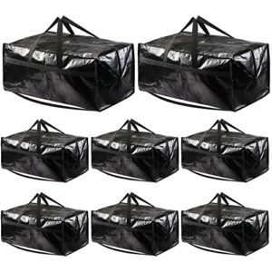 fixwal 8pcs heavy duty moving bags extra large, moving totes with strong handles & zippers, packing bags storage bags for moving, space saving, clothes, moving supplies, moving boxes （black）