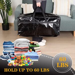 Fixwal 8pcs Heavy Duty Moving Bags Extra Large, Moving Totes with Strong Handles & Zippers, Packing Bags Storage Bags for Moving, Space Saving, Clothes, Moving Supplies, Moving Boxes （Black）