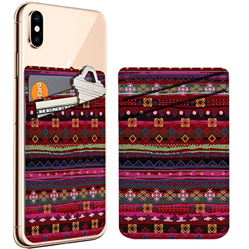 Diascia Pack of 2 - Cellphone Stick on Leather Cardholder ( Ethnic Boho Print Pattern Pattern ) ID Credit Card Pouch Wallet Pocket Sleeve