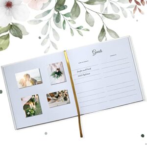 AURAFRANCINA Wedding Guest Book with Gold Foil Printed Design - Guest Book with Gold Pen & Holder - Unique Guest Book Wedding Reception with 100 Gold Foil Edge Pages - Hardcover Guest Book for Party