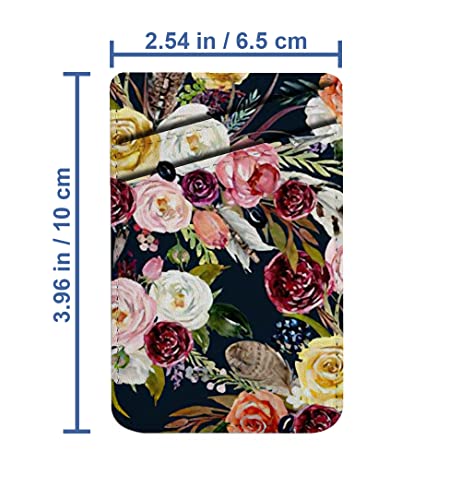 Diascia Pack of 2 - Cellphone Stick on Leather Cardholder ( Watercolor Ethnic Boho Floral Pattern Pattern ) ID Credit Card Pouch Wallet Pocket Sleeve