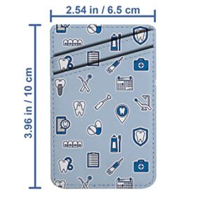 Diascia Pack of 2 - Cellphone Stick on Leather Cardholder ( Dental Linear Pattern Pattern ) ID Credit Card Pouch Wallet Pocket Sleeve