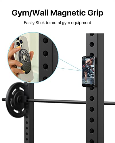 [2023 Newest] andobil Easyfly Magnetic Phone Grip [Strongest Magnet Power] Gym Cell Phone Finger Ring Holder Compatible with MagSafe iPhone 14 Pro Max 14 13 12, Rotate Kickstand, Carbon Fiber Design