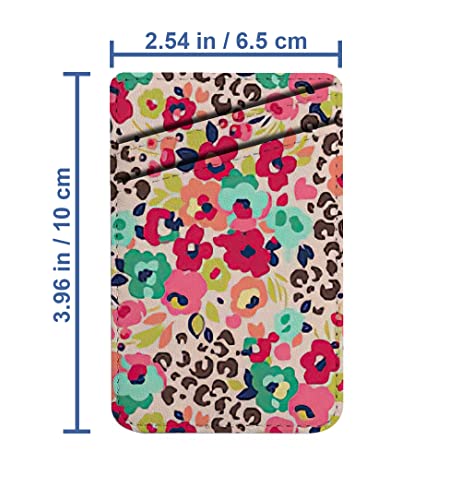 Diascia Pack of 2 - Cellphone Stick on Leather Cardholder ( Cute Flower Mix Leopard Pattern Pattern ) ID Credit Card Pouch Wallet Pocket Sleeve