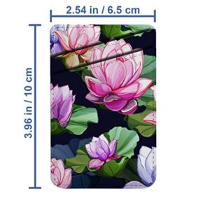 Diascia Pack of 2 - Cellphone Stick on Leather Cardholder ( Lotus Flowers Leaves Buds Pattern Pattern ) ID Credit Card Pouch Wallet Pocket Sleeve