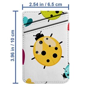 Diascia Pack of 2 - Cellphone Stick on Leather Cardholder ( Color Ladybug Isolated Pattern Pattern ) ID Credit Card Pouch Wallet Pocket Sleeve