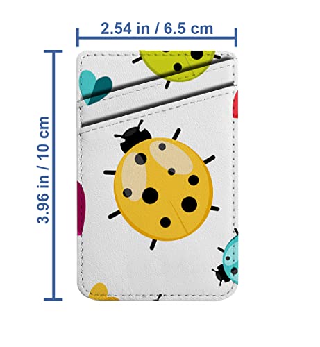 Diascia Pack of 2 - Cellphone Stick on Leather Cardholder ( Color Ladybug Isolated Pattern Pattern ) ID Credit Card Pouch Wallet Pocket Sleeve