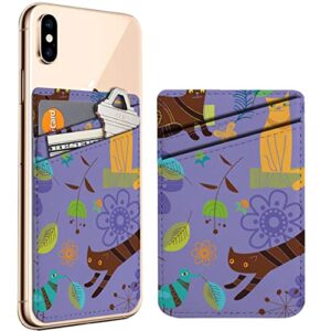 diascia pack of 2 - cellphone stick on leather cardholder ( cats birdie flowers butterflies pattern pattern ) id credit card pouch wallet pocket sleeve