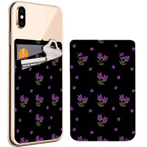 diascia pack of 2 - cellphone stick on leather cardholder ( floral lavender flowers pattern pattern ) id credit card pouch wallet pocket sleeve