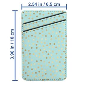 Pack of 2 - Cellphone Stick on Leather Cardholder ( Golden Glitter Dots Mint Pattern Pattern ) ID Credit Card Pouch Wallet Pocket Sleeve