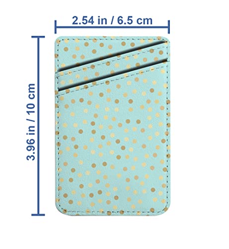 Pack of 2 - Cellphone Stick on Leather Cardholder ( Golden Glitter Dots Mint Pattern Pattern ) ID Credit Card Pouch Wallet Pocket Sleeve