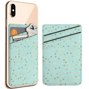 pack of 2 - cellphone stick on leather cardholder ( golden glitter dots mint pattern pattern ) id credit card pouch wallet pocket sleeve