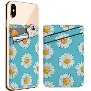 pack of 2 - cellphone stick on leather cardholder ( beautiful summer daisies flowers pattern pattern ) id credit card pouch wallet pocket sleeve